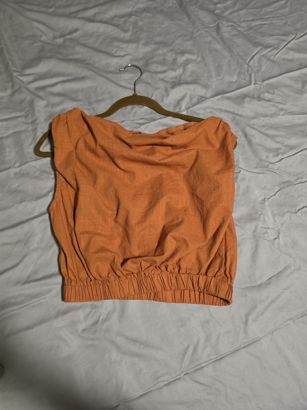 SHEIN Orange Sleeveless Elastic-Hem Tank Top
